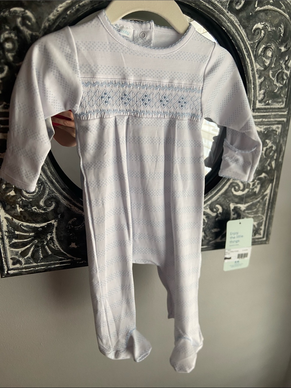 Magnolia Baby Light Blue Baby of Mine  Smocked Footie